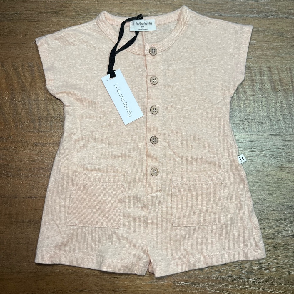 1+ In The Family Baby Romper in Light Pink
